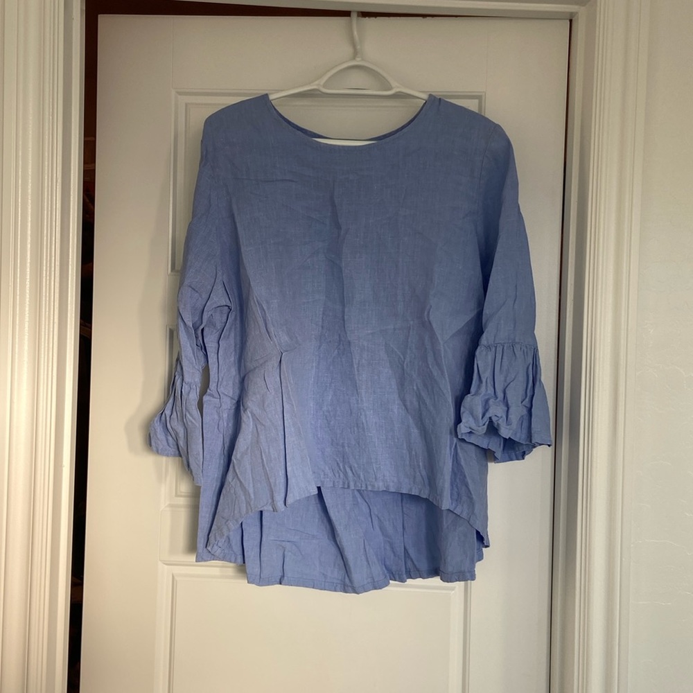 Bryn Walker Flared 3/4 Sleeve light blue Linen size M